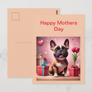 Französische Bulldogge mit Blumen Birthday Postcard