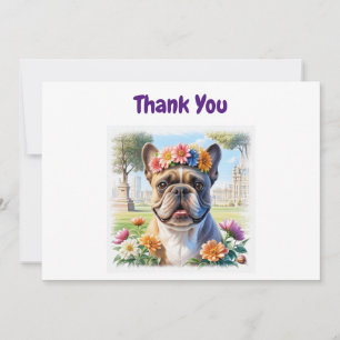 Französische. Bulldogge mit Blumenkranz Invitation