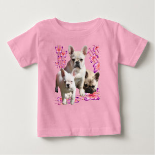 Französische Bulldogge mit drei Bulldoggen in Pink Baby T-Shirt