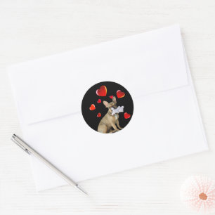 Französische Bulldogge mit Herz Aufkleber Classic Round Sticker
