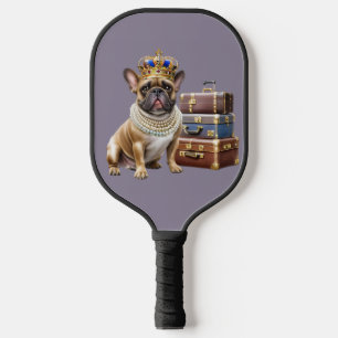 französische Bulldogge mit Koffer und Perlen Pickleball Paddle