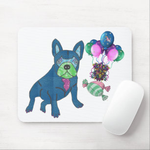 Französische Bulldogge mit Luftballons Mousepad