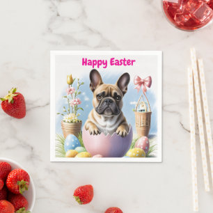 Französische Bulldogge mit Ostereiern  Napkin