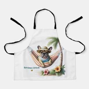 französische Bulldogge mit Palmen auf Hängematte Apron