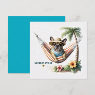 französische Bulldogge mit Palmen auf Hängematte Invitation