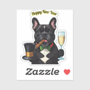 Französische Bulldogge mit Zigarre Neujahr