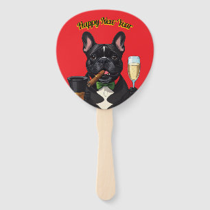 Französische Bulldogge mit Zigarre Neujahr Hand Fan