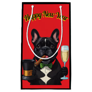 Französische Bulldogge mit Zigarre Neujahr Small Gift Bag