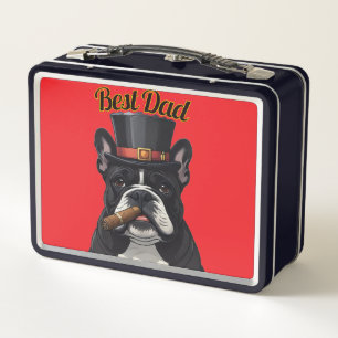 Französische Bulldogge mit Zigarre Vatertag Metal Lunch Box