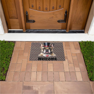 französische Bulldogge mit Zylinder Doormat