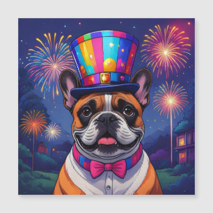 Französische Bulldogge Neujahr Feier