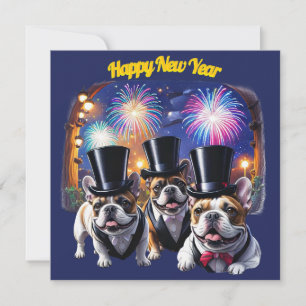 Französische Bulldogge Neujahr Feier Save The Date