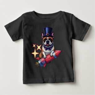 Französische Bulldogge Neujahr lustig Rakete Baby T-Shirt