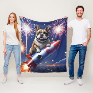 Französische Bulldogge Neujahr lustig Rakete Fleece Blanket