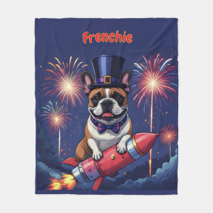 Französische Bulldogge Neujahr lustig Rakete Fleece Blanket