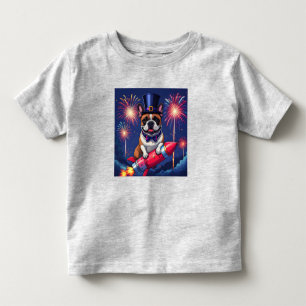 Französische Bulldogge Neujahr lustig Rakete Toddler T-Shirt