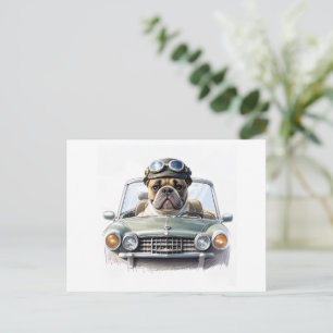 Französische Bulldogge Oldtimer Bulldog Vatertag  Postcard