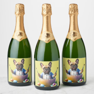 Französische Bulldogge Ostern Sparkling Wine Label
