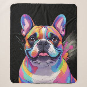 Französische Bulldogge Popart French Bulldog Sherpa Blanket