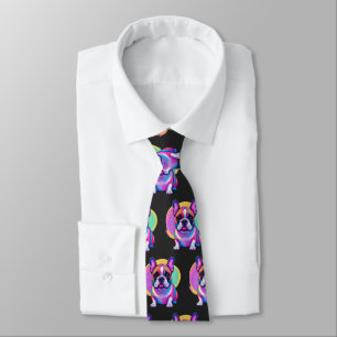Französische Bulldogge Popart French Bulldog Tie
