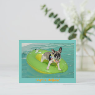 Französische Bulldogge Postkarte "Bean`s Holiday" Holiday Postcard