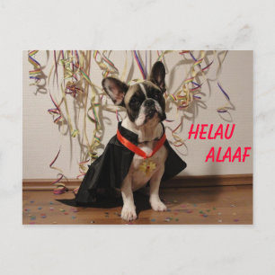 Französische Bulldogge Postkarte Karneval Postcard