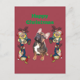 französische Bulldogge Postkarte Weihnachten Postcard