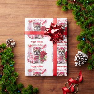 Französische Bulldogge Rosen French Bulldog Wrapping Paper