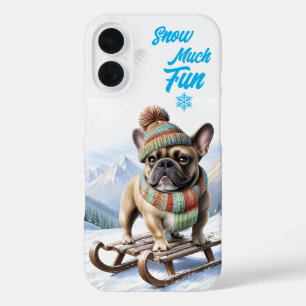 Französische Bulldogge Schlittenfahrt iPhone 16 Case