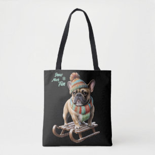 Französische Bulldogge Schlittenfahrt Tote Bag