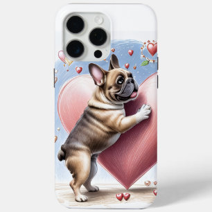 Französische Bulldogge Springt aus  Herz iPhone 15 Pro Max Case