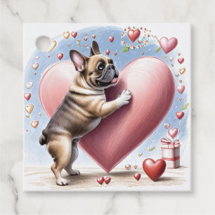 Französische Bulldogge Springt aus Herz Favour Tags