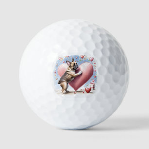 Französische Bulldogge Springt aus Herz Golf Balls