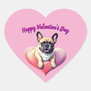 Französische Bulldogge Springt aus Herz Heart Sticker