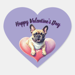 Französische Bulldogge Springt aus  Herz Heart Sticker