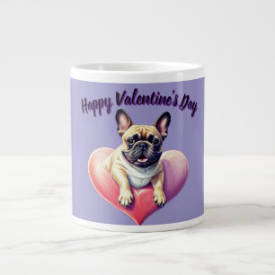 Französische Bulldogge Springt aus Herz Large Coffee Mug