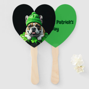 Französische Bulldogge St. Patrick's Day Kleeblatt Hand Fan