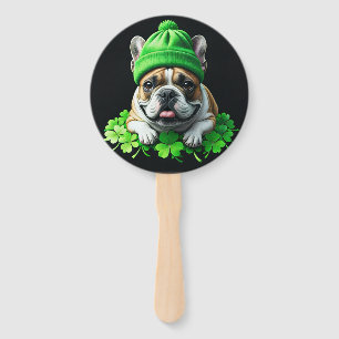 Französische Bulldogge St. Patrick's Day Kleeblatt Hand Fan