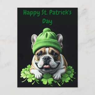 Französische Bulldogge St. Patrick's Day Kleeblatt Postcard