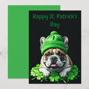 Französische Bulldogge St. Patrick's Day Kleeblatt Save The Date