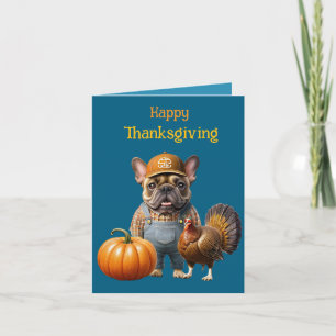 Französische Bulldogge Thanksgiving French Bulldog Holiday Card