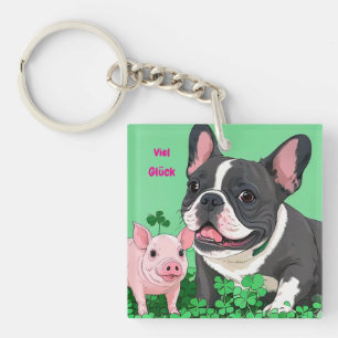 Französische Bulldogge Viel Glück Key Ring
