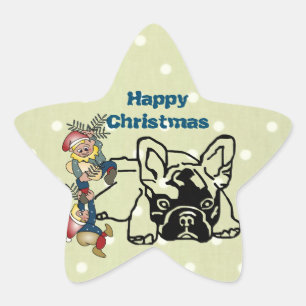 französische Bulldogge Weihnachten Aufkleber Star Sticker