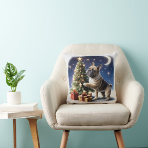 Französische Bulldogge Weihnachtsbaum Cushion