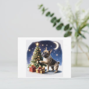Französische Bulldogge Weihnachtsbaum Postcard