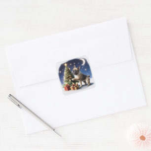 Französische Bulldogge Weihnachtsbaum Square Sticker