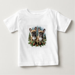 Französische Bulldogge Weihnachtskranz Baby T-Shirt
