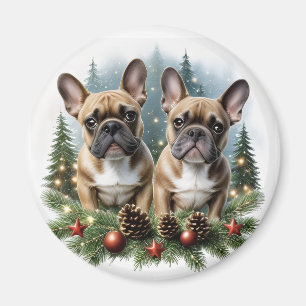 Französische Bulldogge Weihnachtskranz Magnet