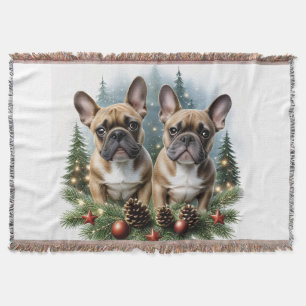 Französische Bulldogge Weihnachtskranz Throw Blanket