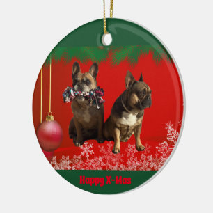französische Bulldogge Weihnachtsschmuck Ceramic Ornament